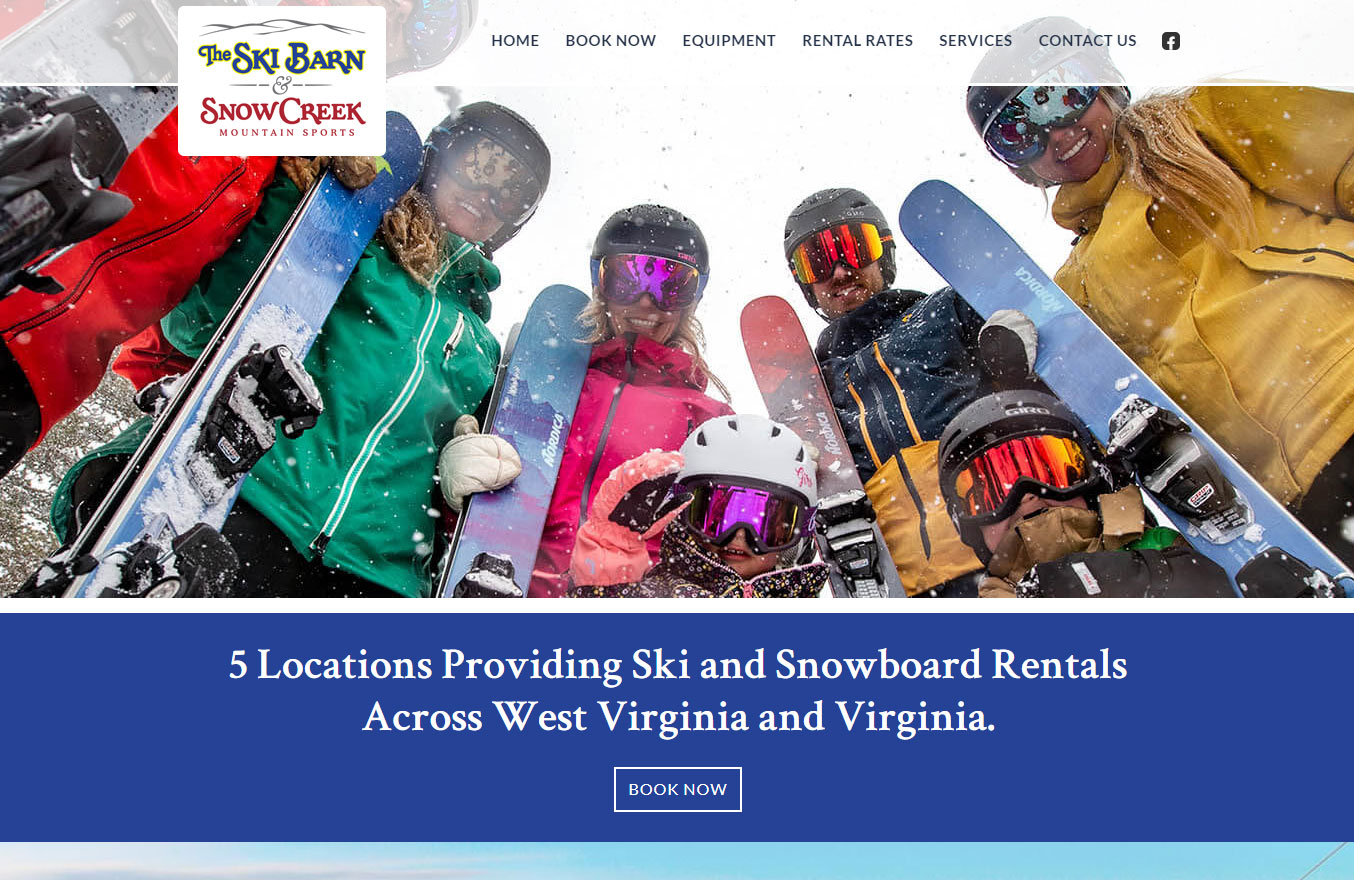 Ski Barn website home page