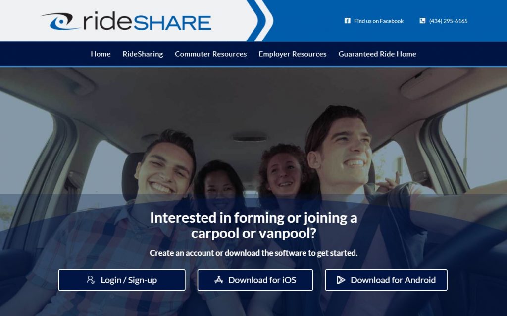 RideShare home page