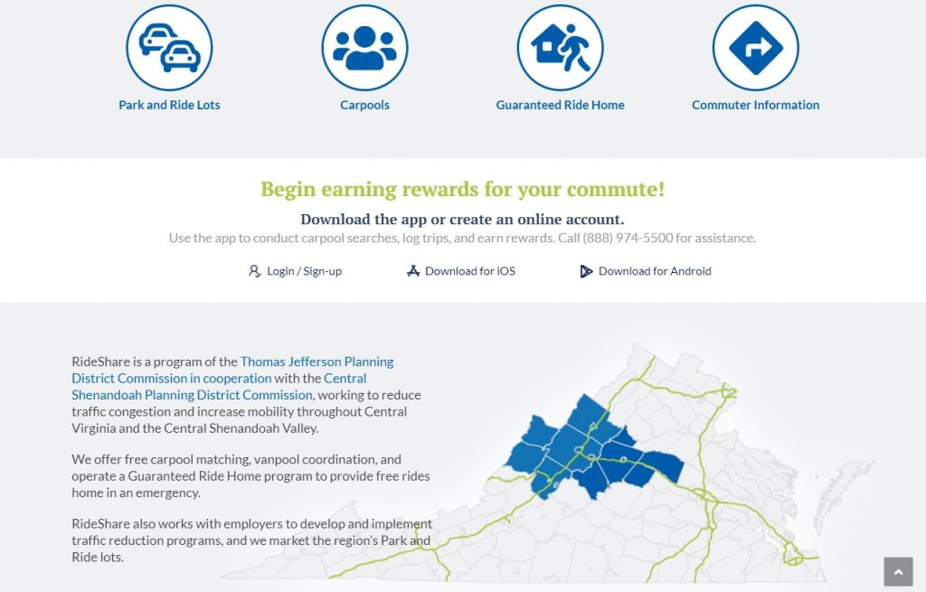 RideShare interior web page